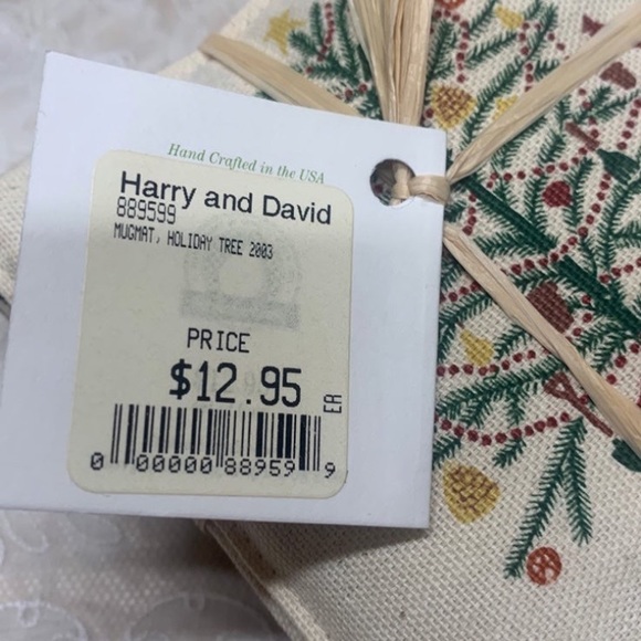 2003 Harry & David 4pc Spiced Apple Pie Mug Mats 5"x5" Fragrant coastets tree - Picture 7 of 9